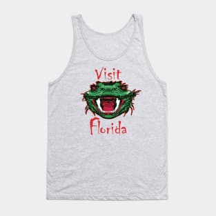 Funny Florida Design Visit Florida Sarcastic Ugly Alligator Mascot Tank Top